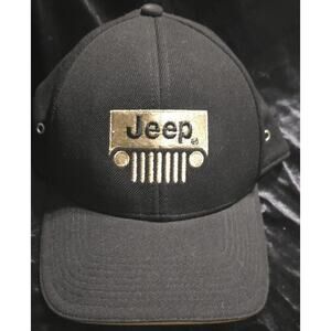 Jeep Fitted Hat Baseball Style Logo Car Black Size M/L Quick Dry/Cool/Wick